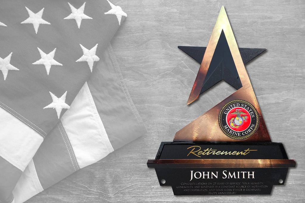 Military USMC Star Retirement Plaque