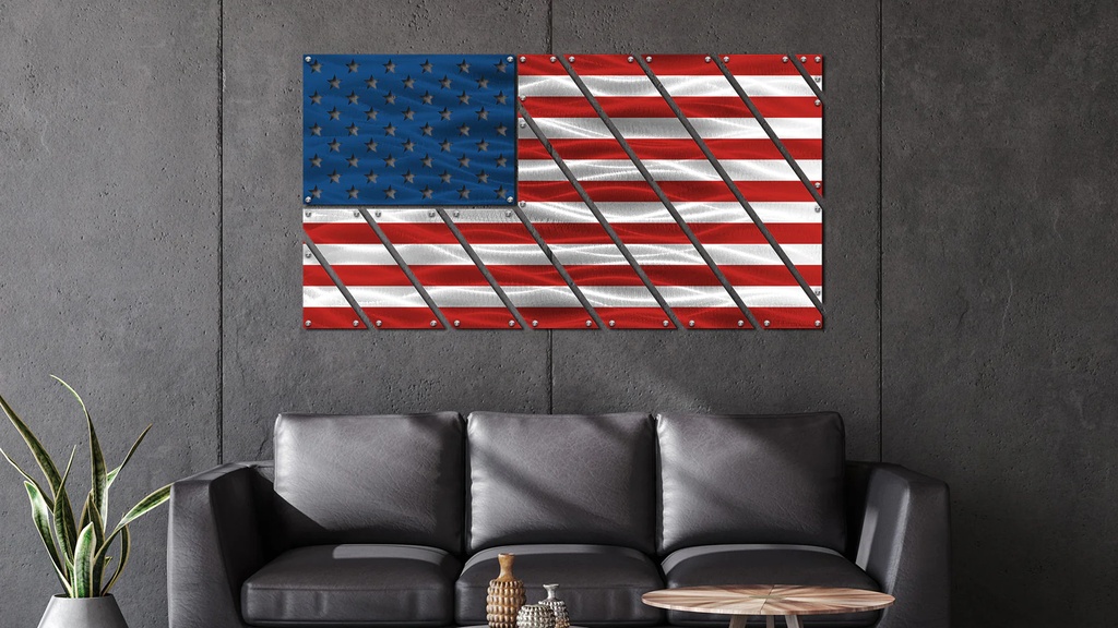 Multi-Panel Metal American Flag