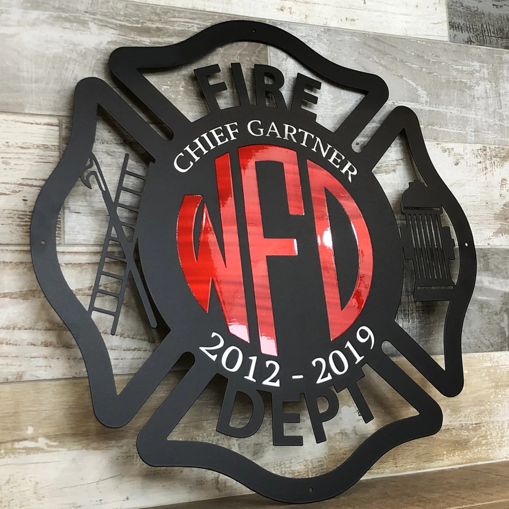 Personalized Firefighter Maltese Cross Cutout