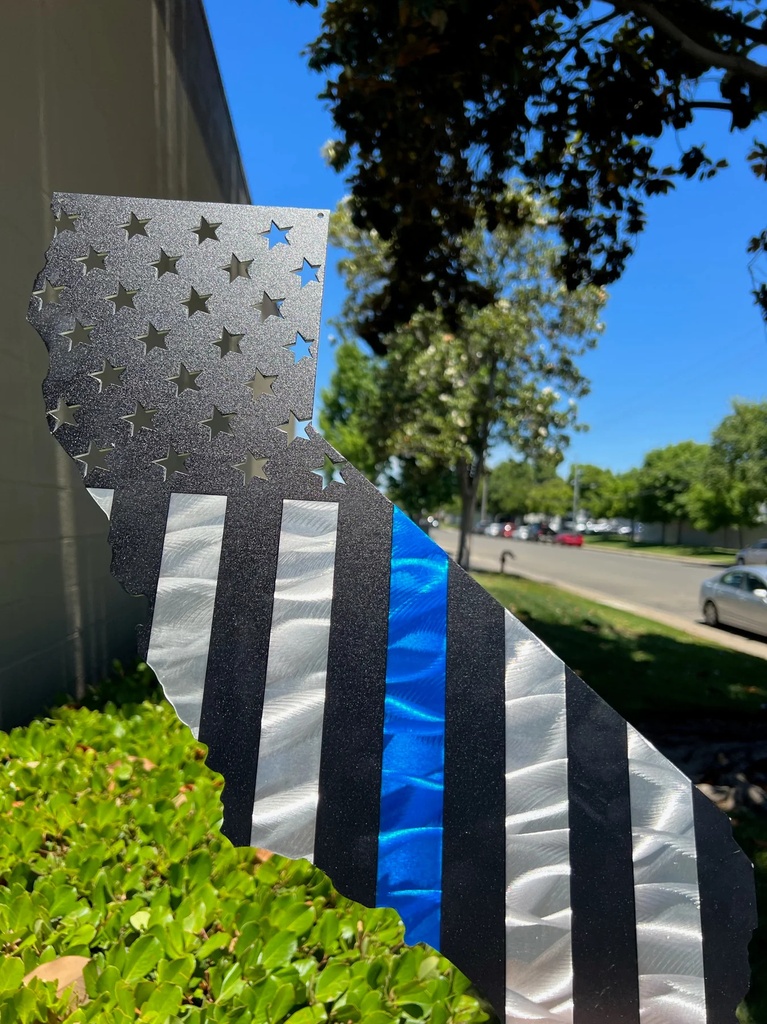 Thin Blue Line California Cutout American Flag