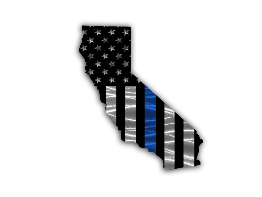 Thin Blue Line California Cutout American Flag (18")