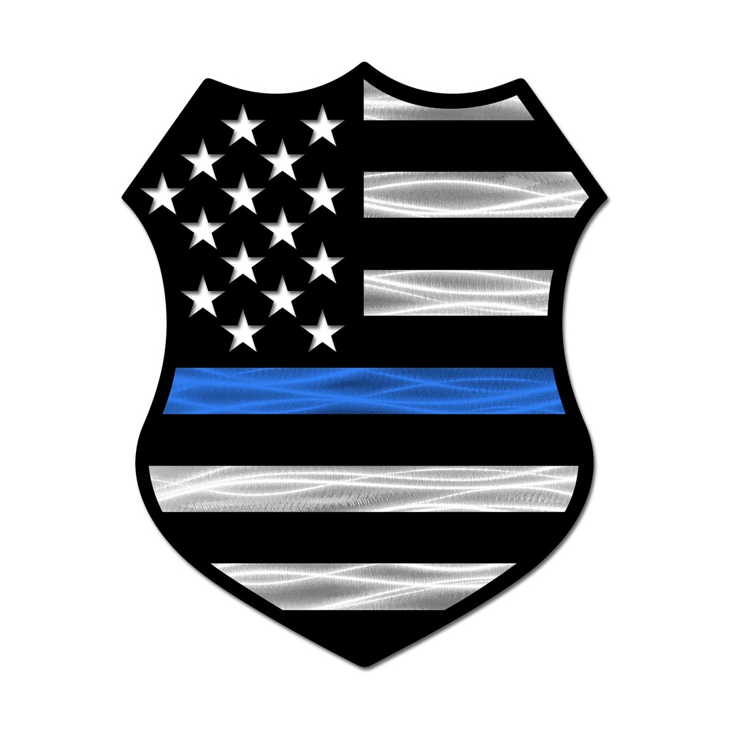 American Flag Police Shield (Thin Blue Line - LEO/Police, 18")