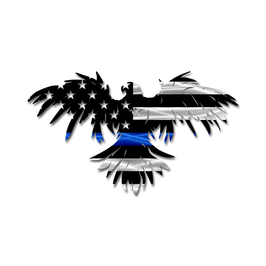 Rising Eagle American Flag (Thin Blue Line - LEO/Police, 18")
