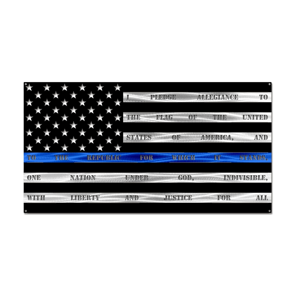 Pledge of Allegiance American Flag (Thin Blue Line - LEO/Police, 18")