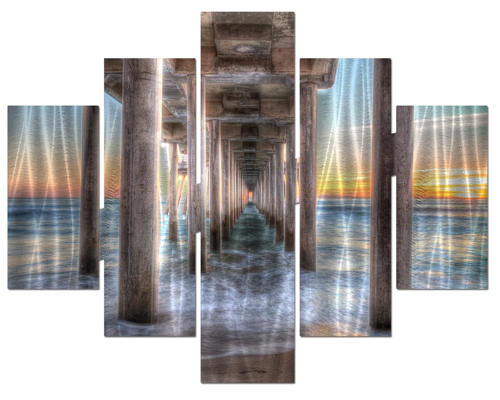 5 Panel Landscape Metal Art (La Jolla Pier, 24")