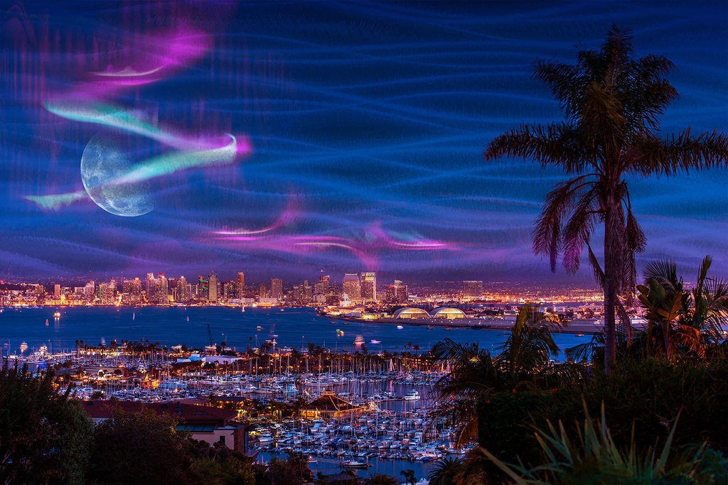 Landscape Metal Art (Aurora Over San Diego, 18")