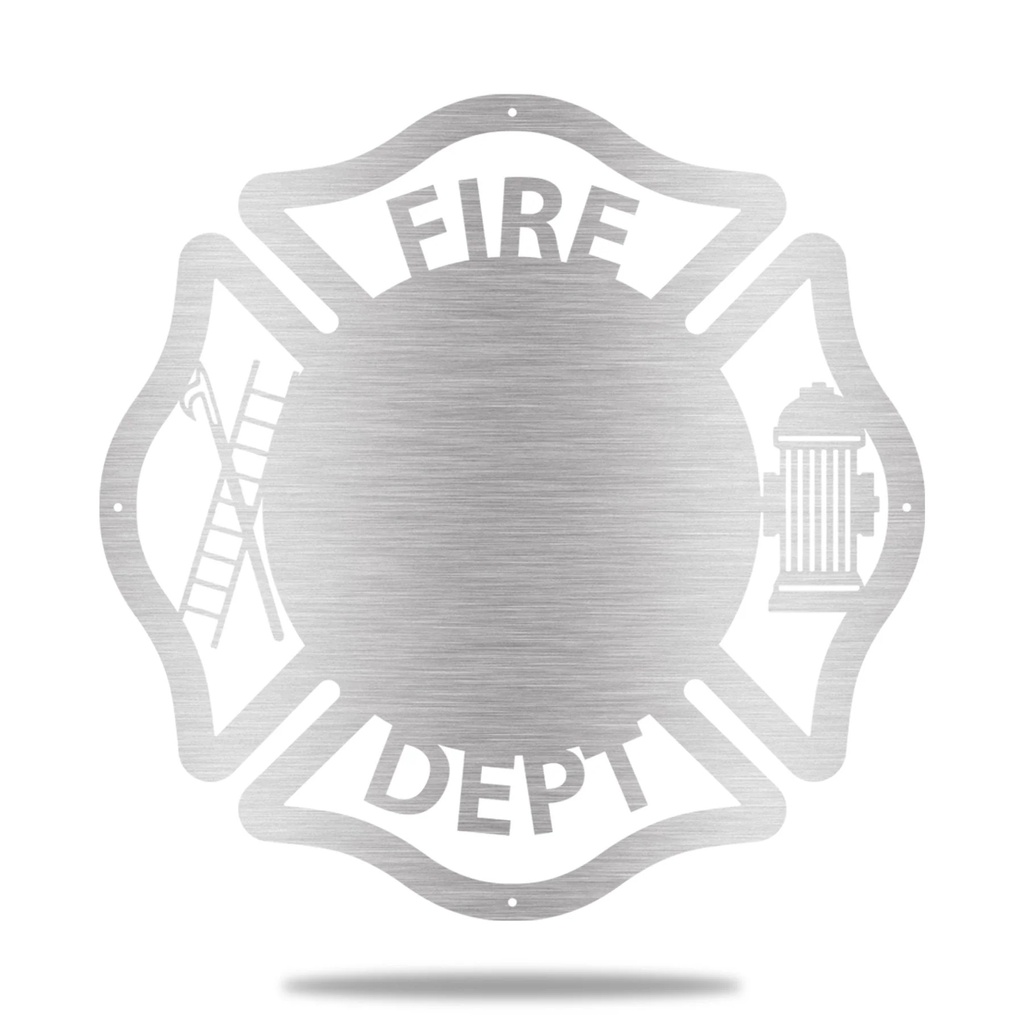 Personalized Firefighter Maltese Cross Cutout (Silver, 18")