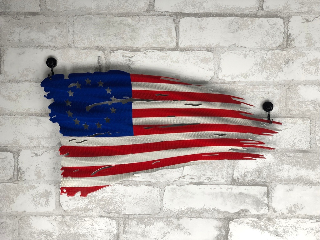 Betsy Ross Distressed American Battle Flag - Outlet (Thin Green Line - Military, 18")