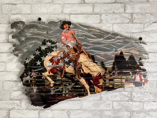 Bronc Rider Distressed American Battle Flag