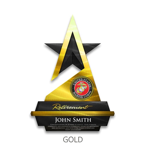 Military USMC Star Retirement Plaque