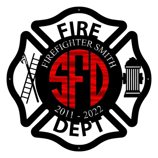 Personalized Firefighter Maltese Cross Cutout